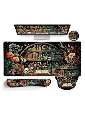 Goth Skull Mouse Pad Set Large Desk Mat for Desktop Decor